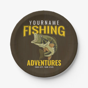 Personalized Fishing Adventures Bass Fish Angler  Paper Plate