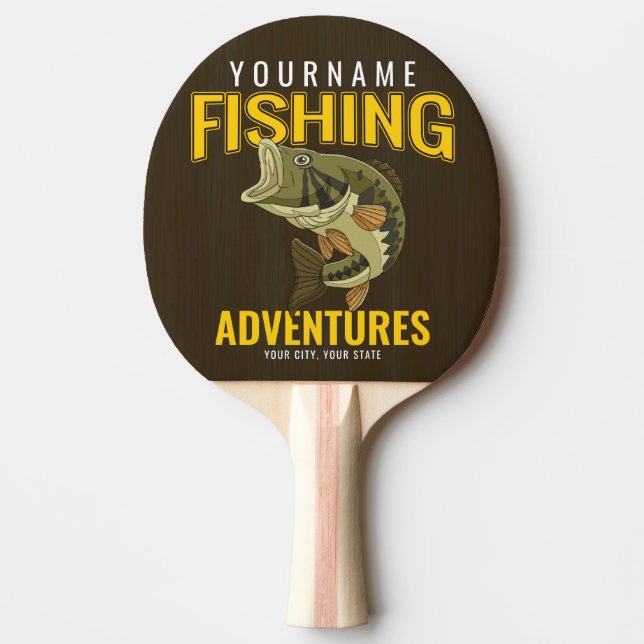Personalized Fishing Adventures Bass Fish Angler  Ping Pong Paddle (Front)