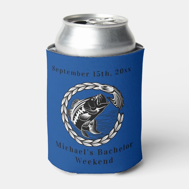 Personalized Fishing Bachelor Weekend Can Cooler (Can Front)