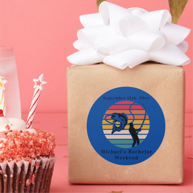 Personalized Fishing Bachelor Weekend  Classic Round Sticker (Party)