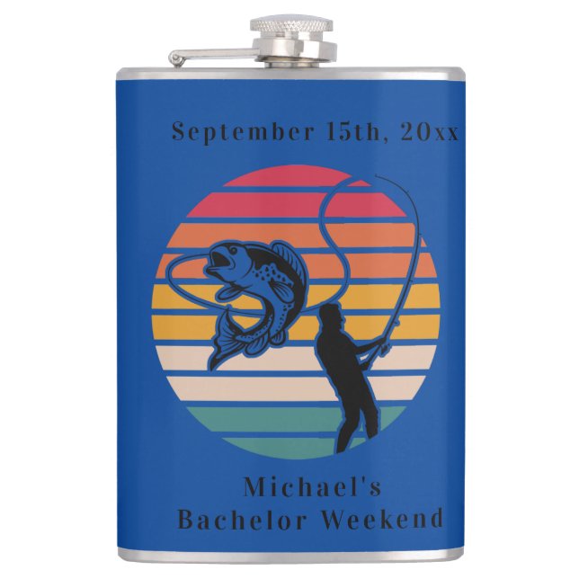 Personalized Fishing Bachelor Weekend Hip Flask (Front)