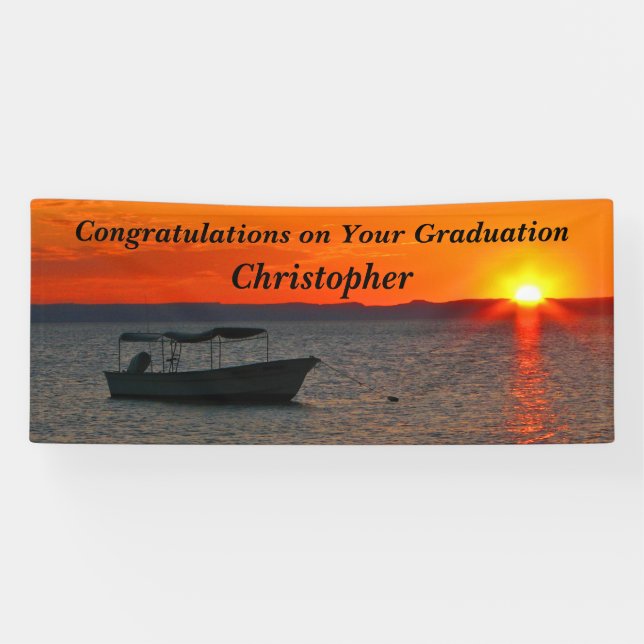Personalized Fishing Boat Graduation or Retirement Banner (Horizontal)