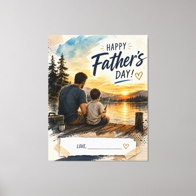 Personalized Fishing Fathers Day Canvas Gift Print (Front)