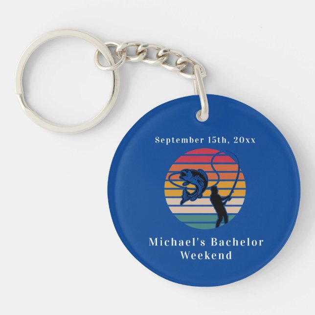 Personalized Fishing Fish Bachelor Weekend  Keychain (Front)