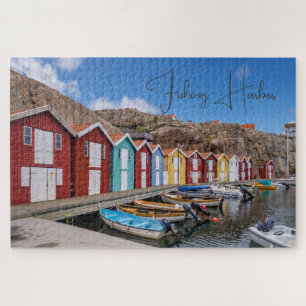 Personalized Fishing Harbour, scenic  Jigsaw Puzzle