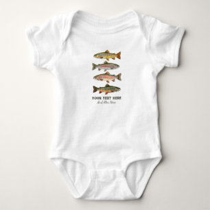 Personalized Fishing Lover  – Trout Fishing Design Baby Bodysuit