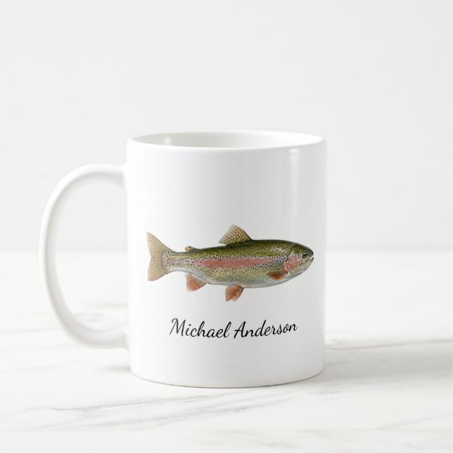 Personalized Fishing Lover  – Trout Fishing Design Coffee Mug (Left)