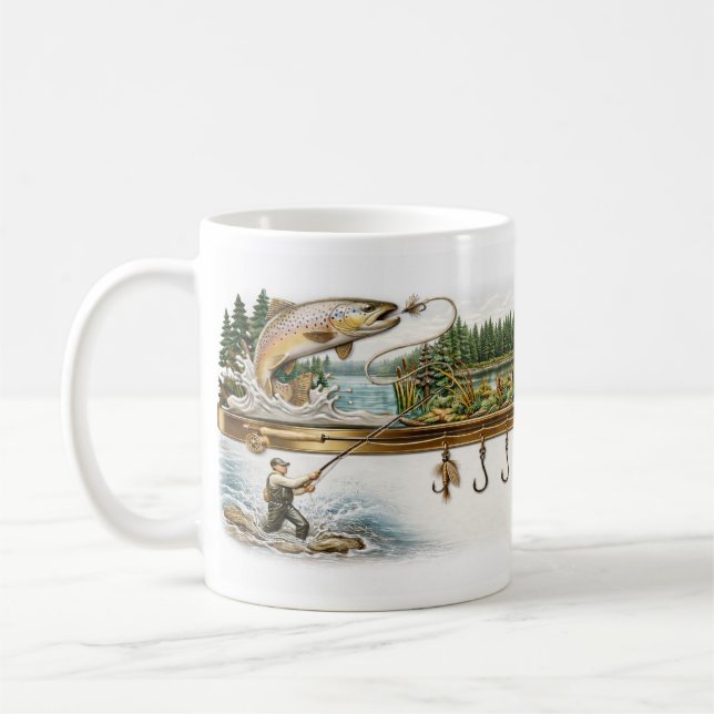 Personalized Fishing Mug, Angler Gift, Fish Lover  Coffee Mug (Left)