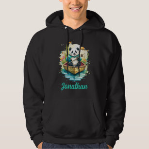 Personalized Fishing Panda in a Boat Hoodie