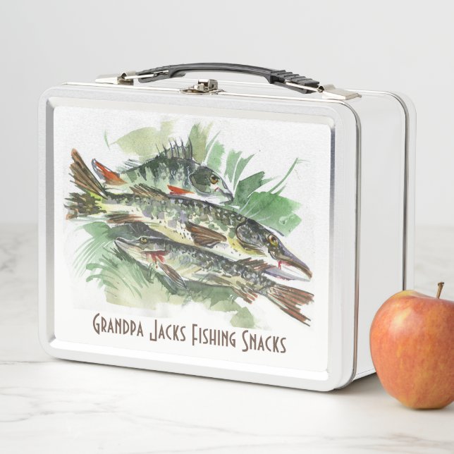 Personalized Fishing snacks | Watercolor Fish Metal Lunch Box (In Situ)