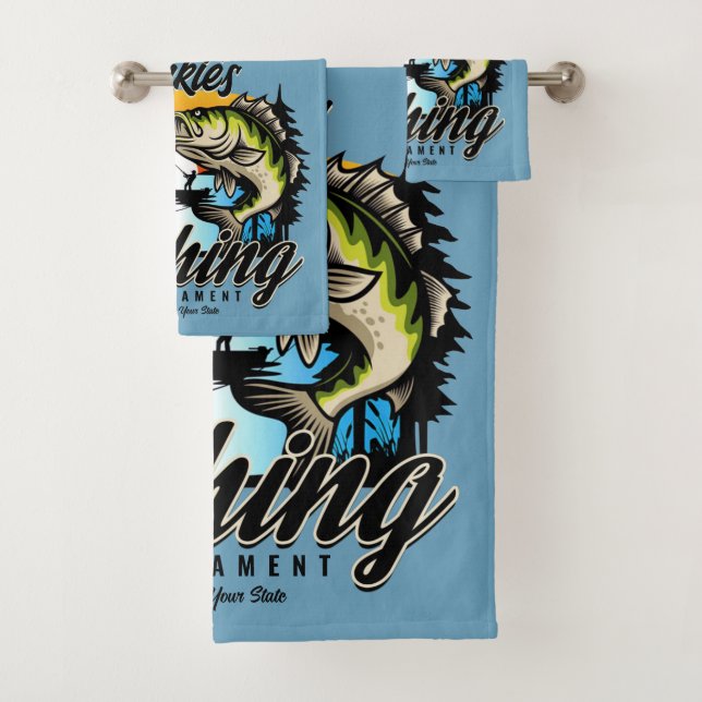Personalized Fishing Tournament Fish Angler Trout Bath Towel Set (Insitu)