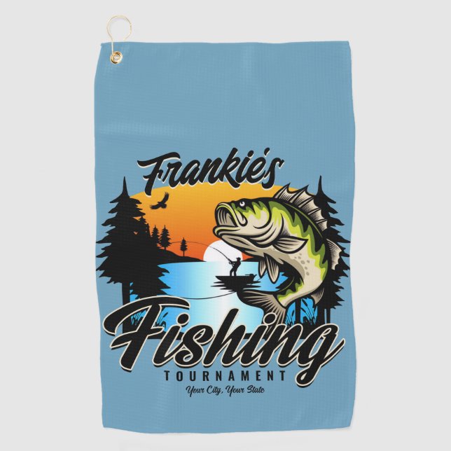 Personalized Fishing Tournament Fish Angler Trout  Golf Towel (Front)