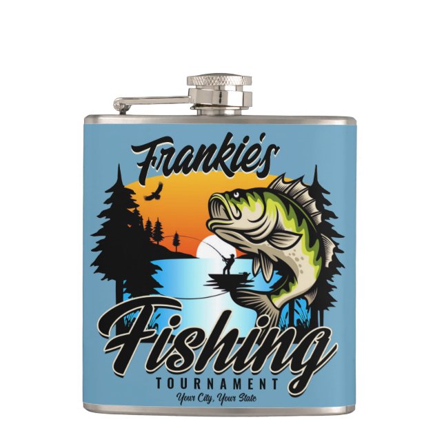 Personalized Fishing Tournament Fish Angler Trout  Hip Flask (Front)