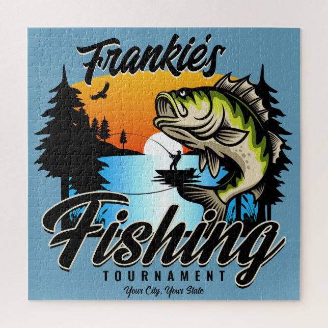 Personalized Fishing Tournament Fish Angler Trout Jigsaw Puzzle (Vertical)