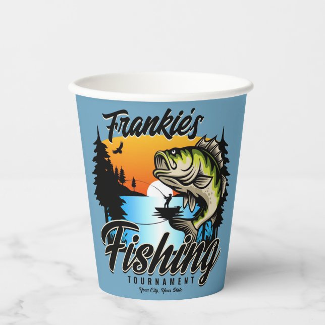 Personalized Fishing Tournament Fish Angler Trout  Paper Cups (Front)