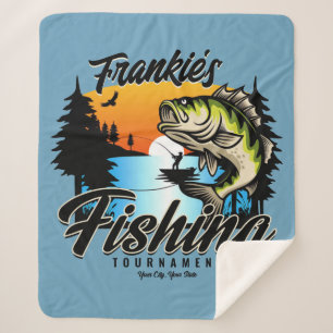 Personalized Fishing Tournament Fish Angler Trout  Sherpa Blanket