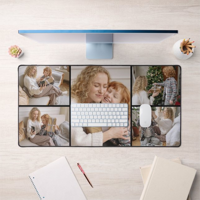 Personalized Five Photo Collage Desk Mat (Bureau 1)
