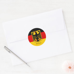 Personalized Flag of Germany with Coat of Arms Classic Round Sticker