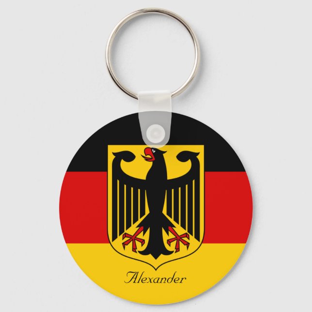 Personalized Flag of Germany with Coat of Arms Keychain (Front)