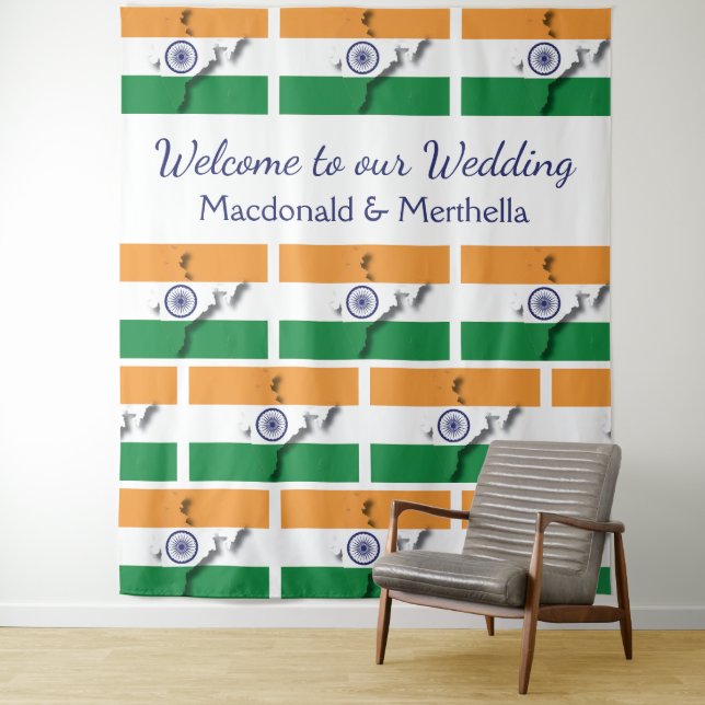 Personalized Flag of India Tapestry (In Situ)