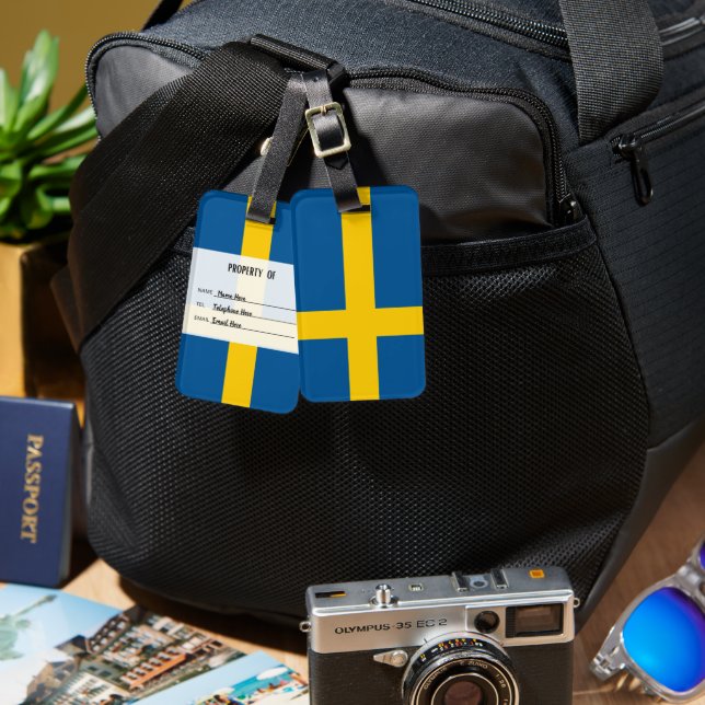 Personalized Flag Of Sweden Luggage Tag (Front & Back)