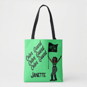Personalized Flag Tote (Green Flower) B Bag