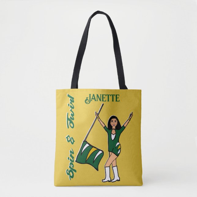 Personalized Flag Tote ( Green Gold White) B (Front)