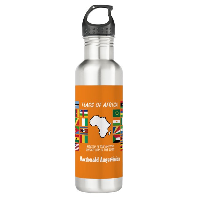Personalized FLAGS OF AFRICA Orange 710 Ml Water Bottle (Front)