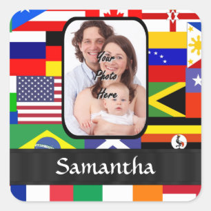 Personalized flags of the world square sticker