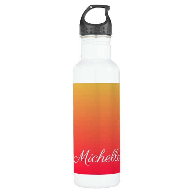 Personalized flame red and yellow ombre 710 ml water bottle (Front)