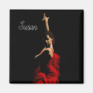 Personalized Flamenco  Dancer Red Dress Magnet