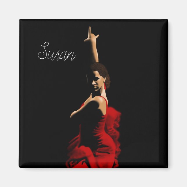Personalized Flamenco  Dancer Red Dress Magnet (Front)