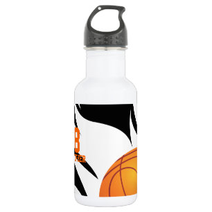 Personalized Flaming Basketball Black and White 532 Ml Water Bottle