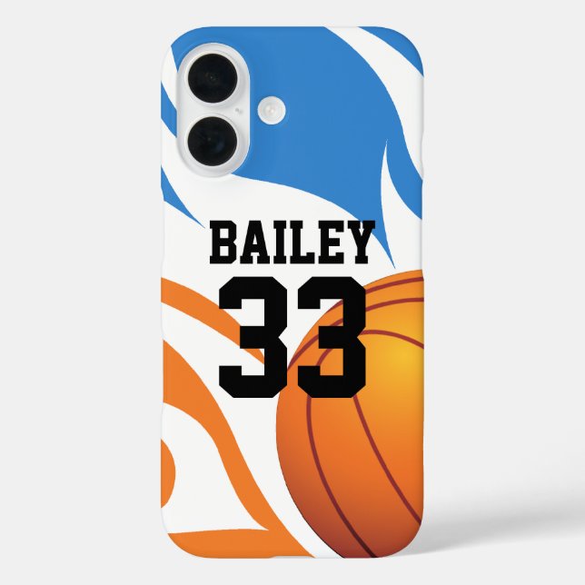 Personalized Flaming Basketball Blue and Orange Case-Mate iPhone Case (Back)