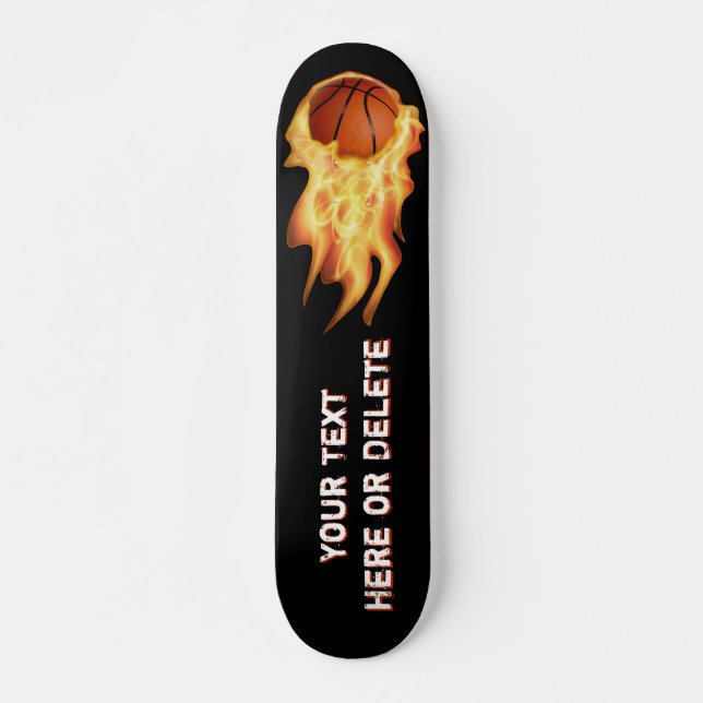 Personalized Flaming Basketball Skateboard Deck (Front)