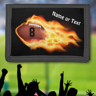 Personalized Flaming Football Wallets for Men, Boy