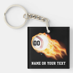 PERSONALIZED Flaming Ideas for Baseball Team Gifts Keychain