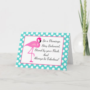 Personalized Flamingo and Polka Dot Greeting Card
