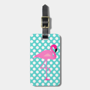 Personalized Flamingo and Polka Dot Luggage Tag