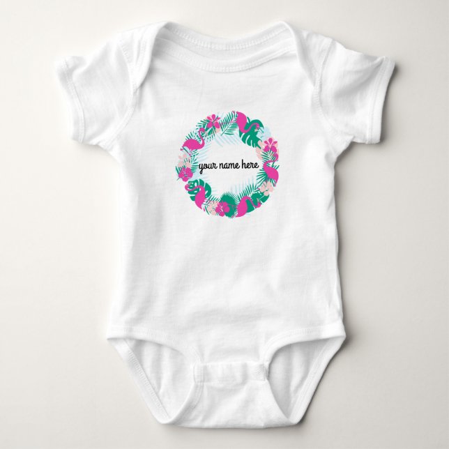 Personalized Flamingo Baby Bodysuit (Front)