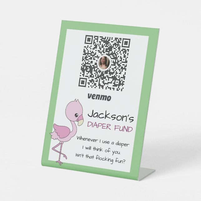 Personalized Flamingo Baby Boy Shower Ideas  Pedestal Sign (Front)