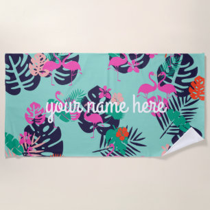 Personalized Flamingo Beach Towel