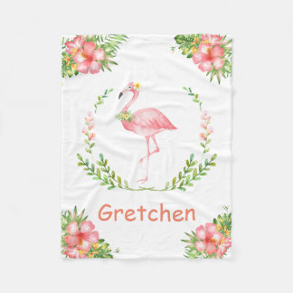 Personalized Flamingo Children's Fleece Blanket