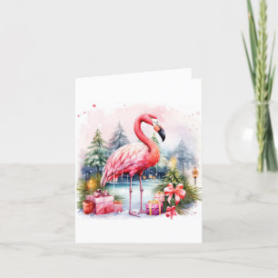 Personalized Flamingo Christmas Greeting Card