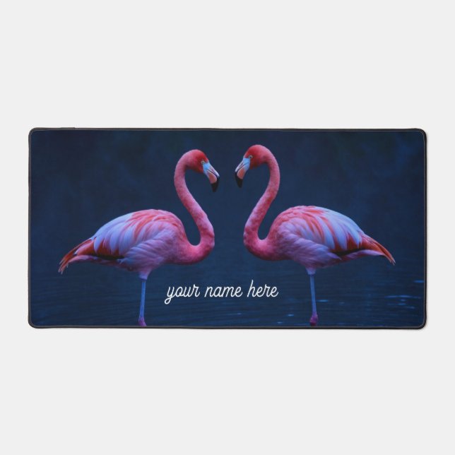 Personalized Flamingo Couple Desk Pad (Front)