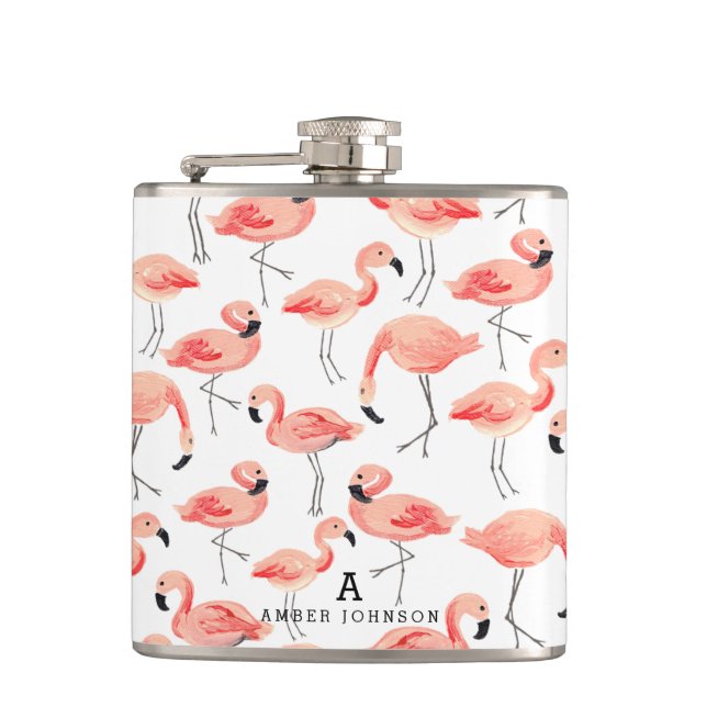 Personalized Flamingo Hip Flask (Front)