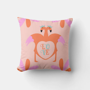 Personalized Flamingo Love Throw Pillow