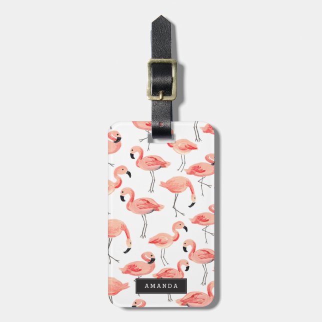 Personalized | Flamingo Party Luggage Tag (Front Vertical)
