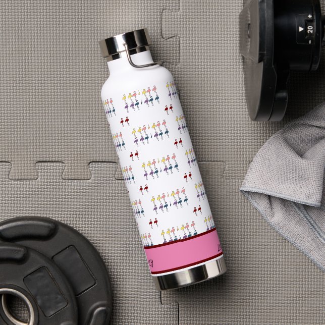Personalized Flamingo Pattern Colourful Water Bottle (Gym)