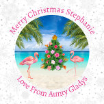 Personalized Flamingo Tropical Christmas Tree Wrapping Paper<br><div class="desc">Looking for something unique to wrap your presents in this Christmas for that special person? Check out our personalized Flamingo Christmas tree wrapping paper! Your friends and family will love this image of a tropical holiday season!</div>